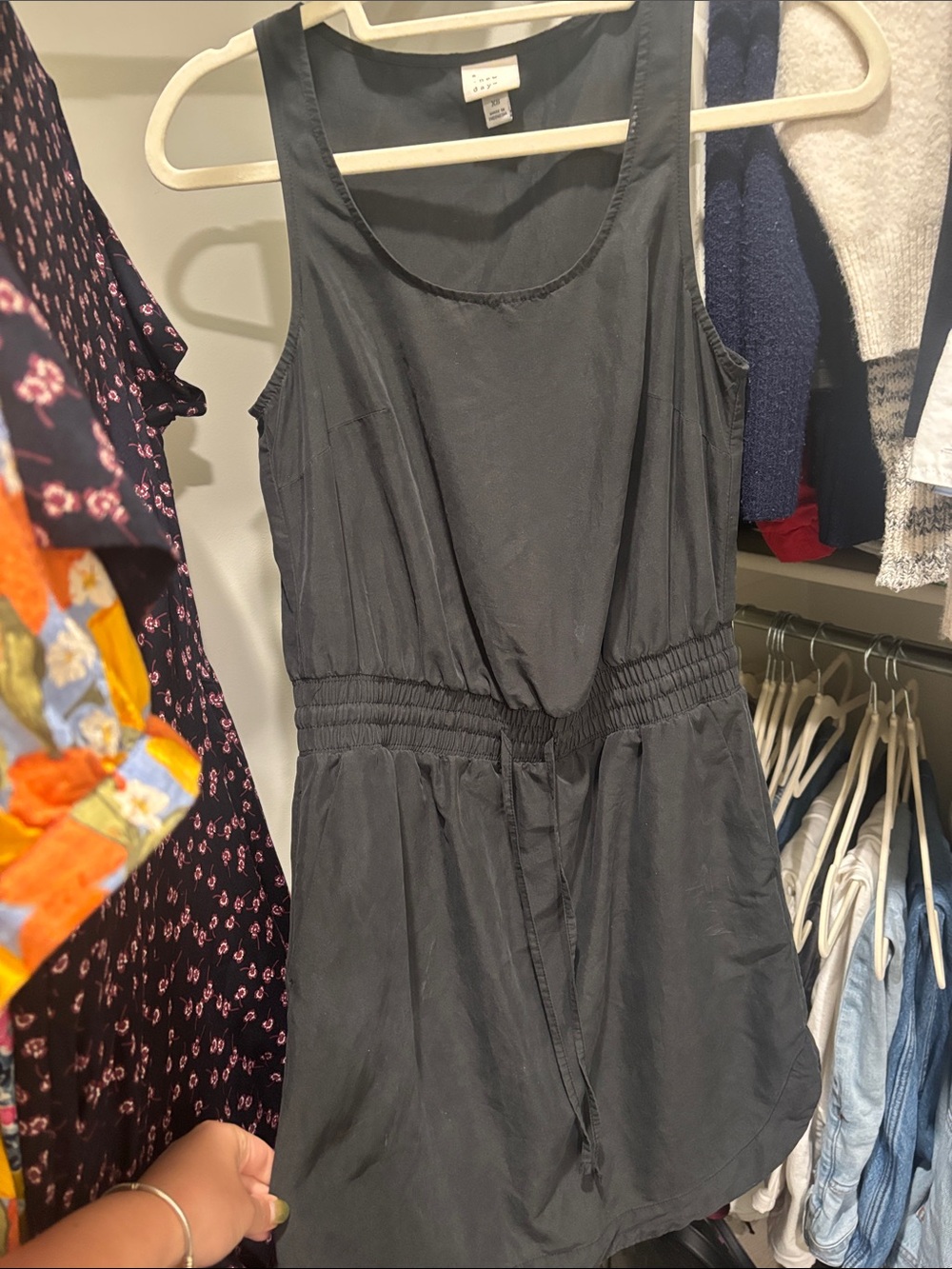 a new day Black Sleeveless Drawstring Mini Dress